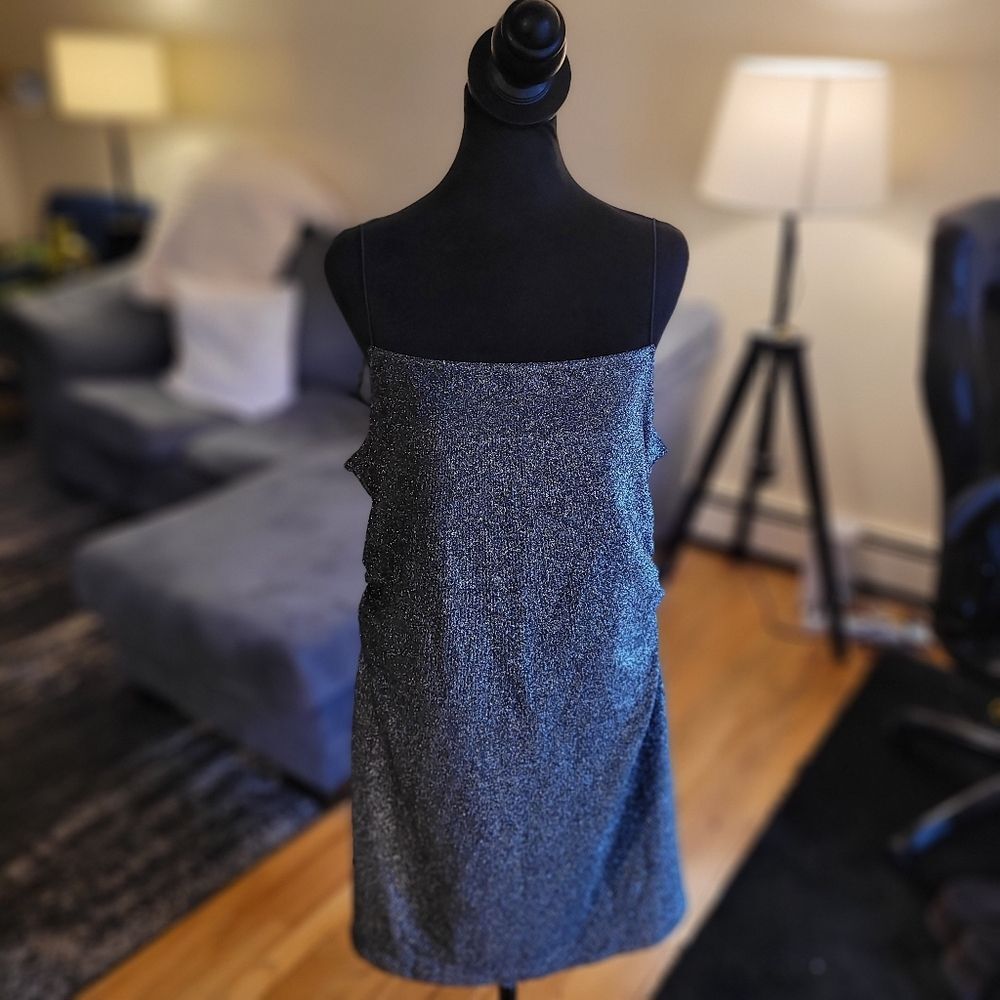 H&M Sparkling Silvery Black Mini Dress Size XL - Picture 3 of 13